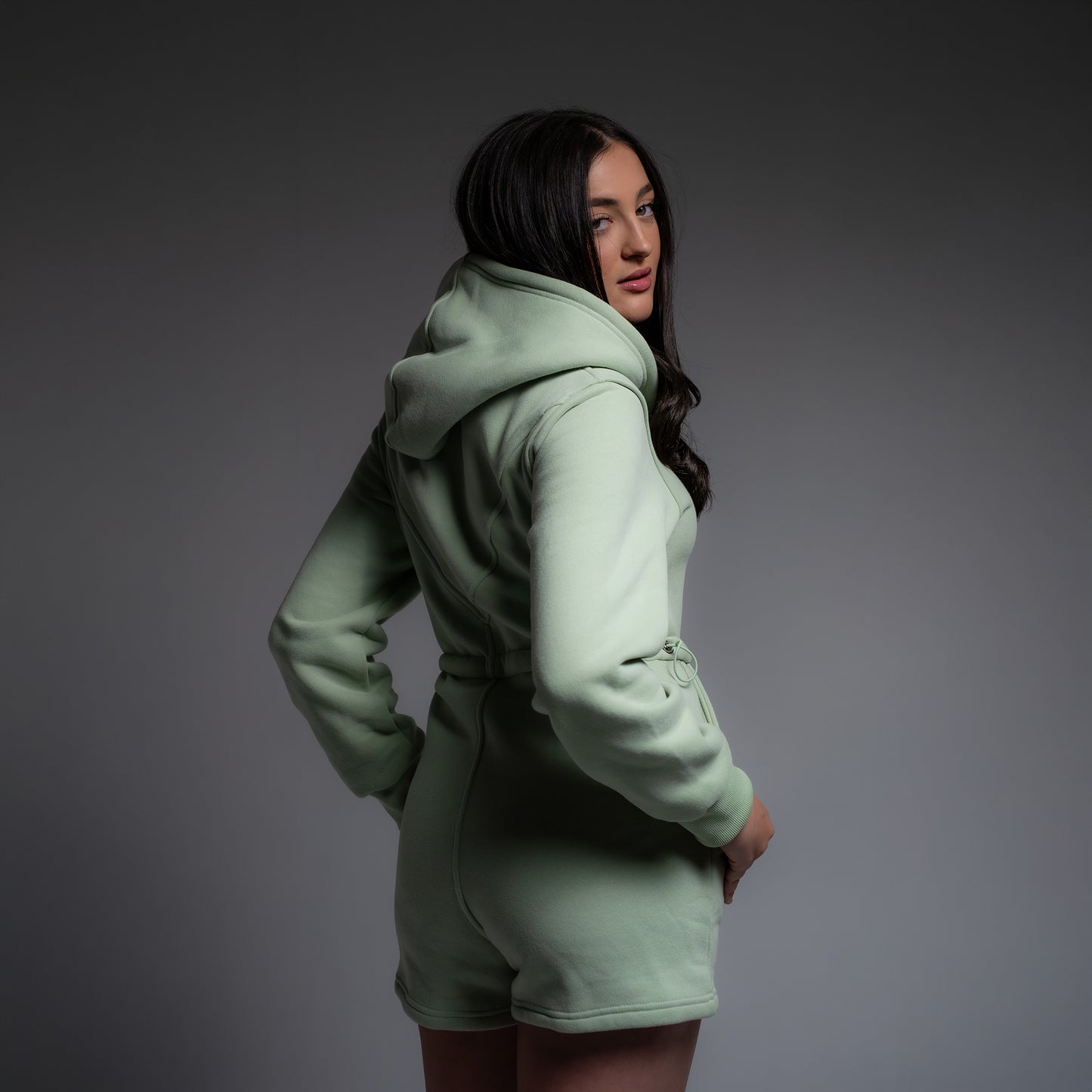 ÉLAN Romper — Pistache  (OLIVE GREEN)