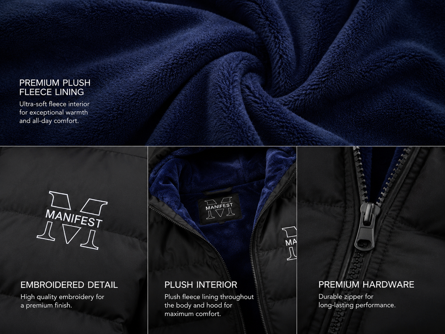Manifest Unisex Fleece-Lined Puffer Jacket