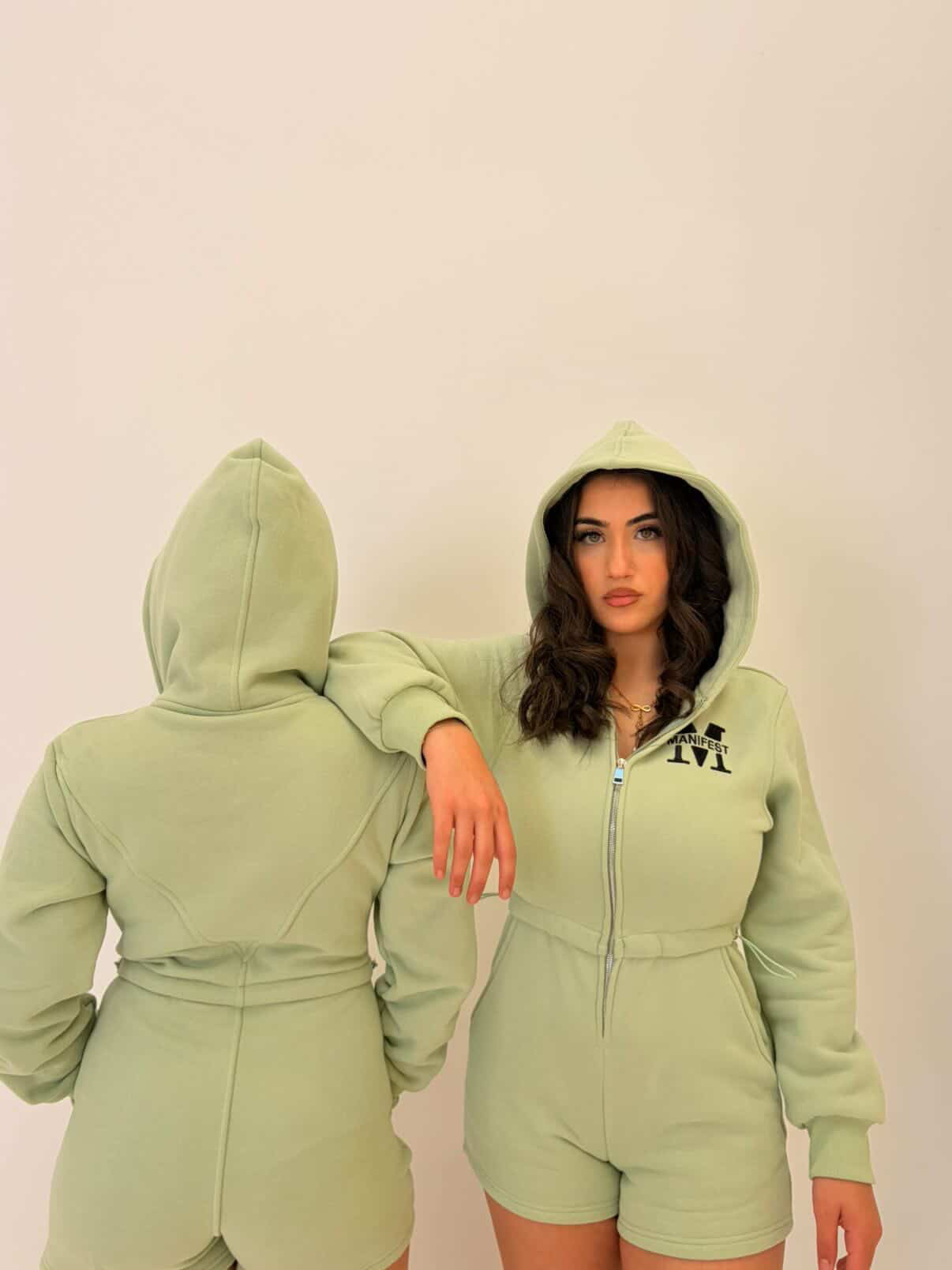 ÉLAN Romper — Pistache  (OLIVE GREEN)