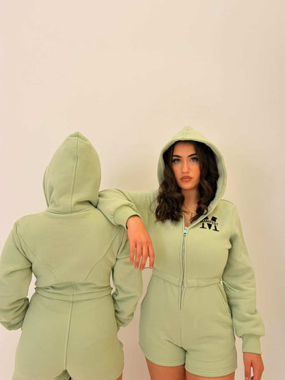 ÉLAN Romper — Pistache  (OLIVE GREEN)